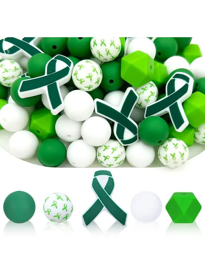 33pcs Green Ribbon Breast Cancer Awareness DIY Bracelet Making Kit With Beads - Image 1
