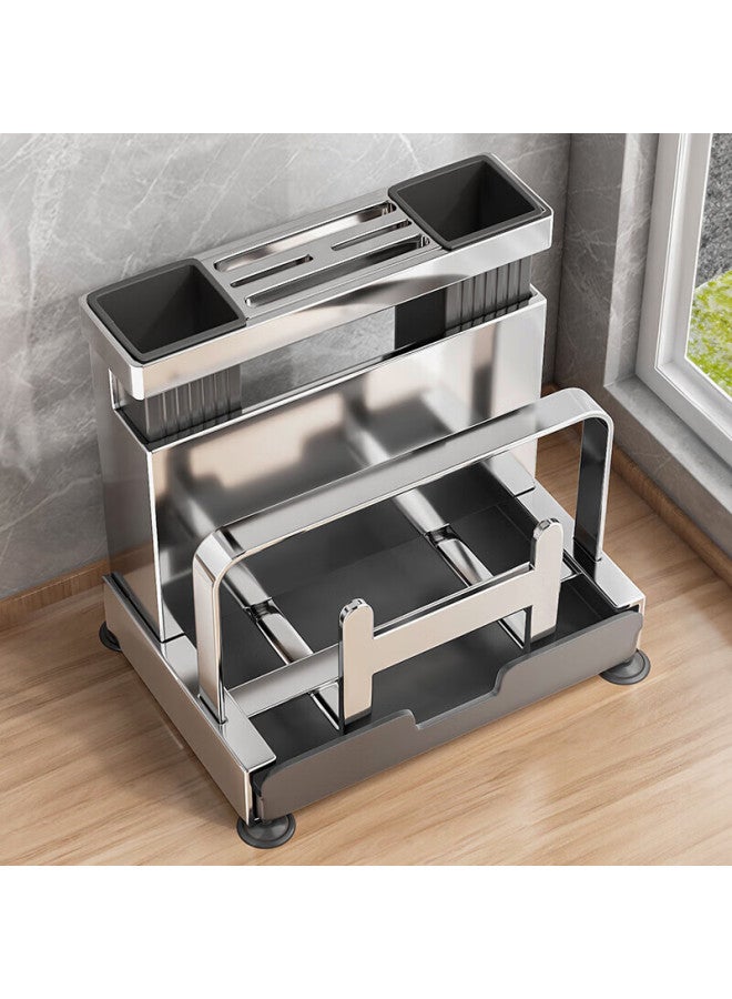 Additive Degree Jiadu Stainless Steel Kitchen Knife Holder, Storage Rack, Countertop Cutting Board Stand, Knife And Chopstick Cage, All-in Chopping Board And Knife Organizer - Image 1