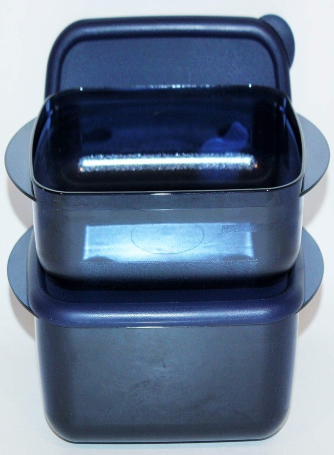 Tupperware Set of 2 Vent N Serve Medium Rectangles 2.5 and 4 Cups Indigo Blue - Image 2