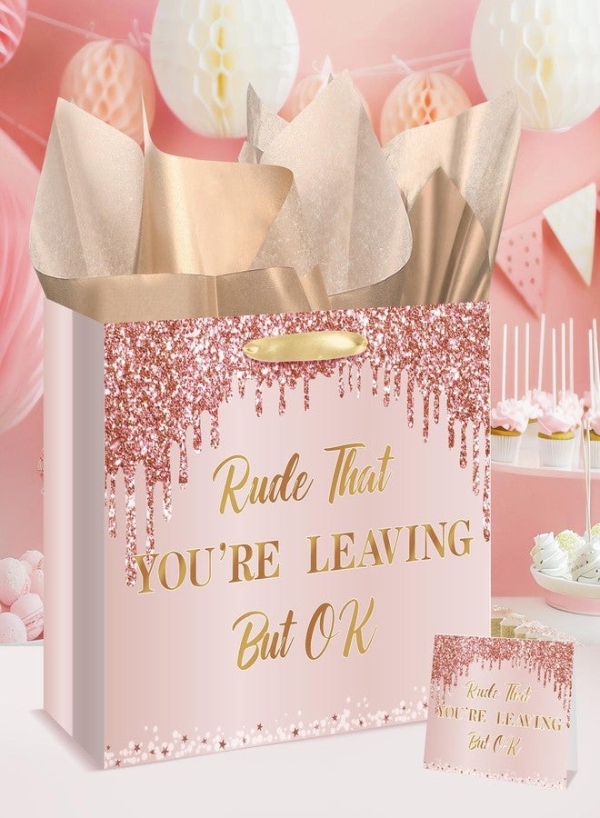 Wayyogh Farewell Going Away Party Decoration,Rose Gold Rude That You're Leaving But Ok&We Will Miss You Gift Bags Wrapping Paper for We Will Miss You,Coworker Leaving,Retirement,Goodbye Party Supplies Decor - Image 2
