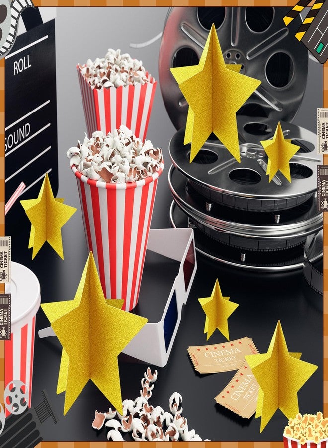 MISAKTEAM 70 Pcs Star Centerpieces for Movie Night Party Decorations 3D 2025 Graduation Table Decor 3 Sizes 8" 5" 3" Red Carpet Film Show Theme Birthday Party Back to School Table Decor （Gold） - Image 4