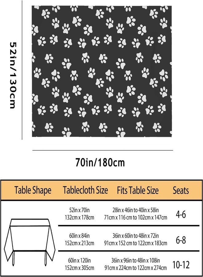 TKS MITLAN Dog Paw Print Dark Tablecloth Decor Table Cloth Dining Room Kitchen Table Cover 52 x 70 Inch Oblong/Rectangle - Image 3