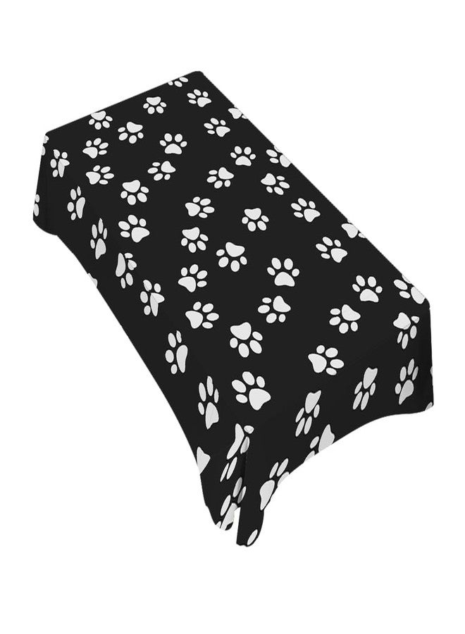 TKS MITLAN Dog Paw Print Dark Tablecloth Decor Table Cloth Dining Room Kitchen Table Cover 52 x 70 Inch Oblong/Rectangle - Image 1