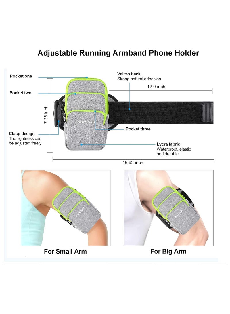 Bukela 3 Pockets Running Phone Armband Holder, For iPhone 15 14 Plus 13 12 11 Pro Max Samsung Galaxy Pouch Key Card Bag, Water Resistant Sport Arm Band Sleeve Fit Fitness Exercise Workout Gym - Image 4