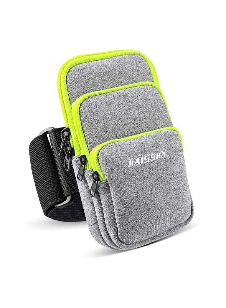 Bukela 3 Pockets Running Phone Armband Holder, For iPhone 15 14 Plus 13 12 11 Pro Max Samsung Galaxy Pouch Key Card Bag, Water Resistant Sport Arm Band Sleeve Fit Fitness Exercise Workout Gym - Image 2