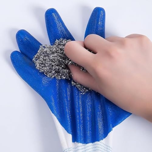 SR TRENDS Safety Gloves - Nylon Nitrile Coated Industrial & Home Cut Resistant Hand Gloves (BLUE/WHITE, PACK OF 10 PAIRS) - Image 5