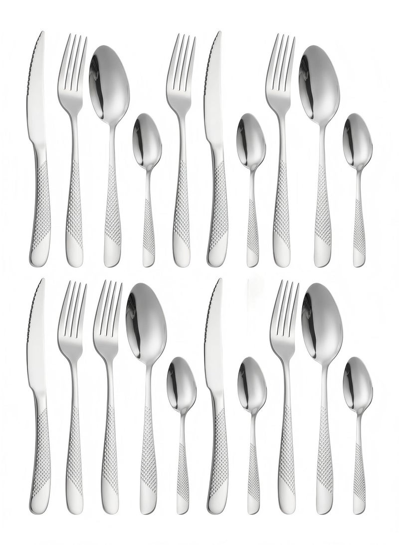 ZERIFAM Cutlery Set, 24 Piece Flatware Set, Food Grade Stainless Steel Flatware Set, Mirror Finished Utensil Sets for Home Restaurant, Dishwasher Safe, Rust Resistant, Restaurants and Home Use - Image 1