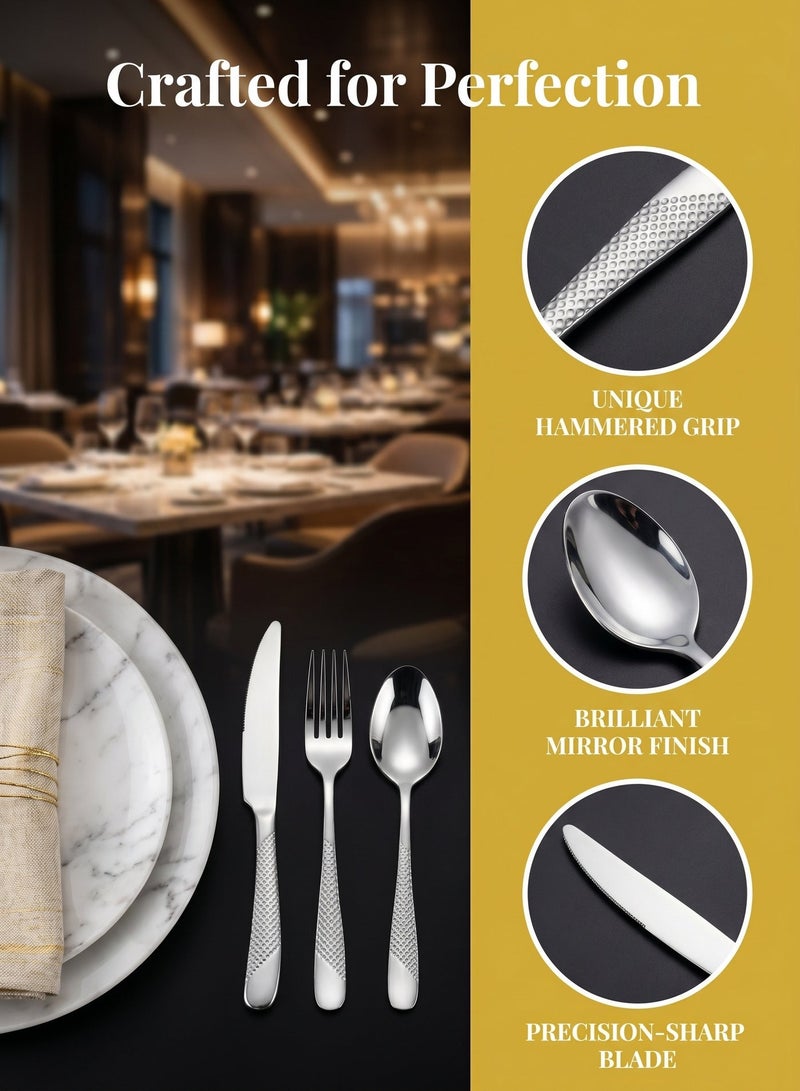 ZERIFAM Cutlery Set, 24 Piece Flatware Set, Food Grade Stainless Steel Flatware Set, Mirror Finished Utensil Sets for Home Restaurant, Dishwasher Safe, Rust Resistant, Restaurants and Home Use - Image 3