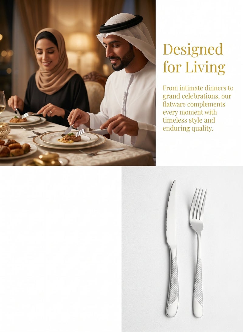 ZERIFAM Cutlery Set, 24 Piece Flatware Set, Food Grade Stainless Steel Flatware Set, Mirror Finished Utensil Sets for Home Restaurant, Dishwasher Safe, Rust Resistant, Restaurants and Home Use - Image 4