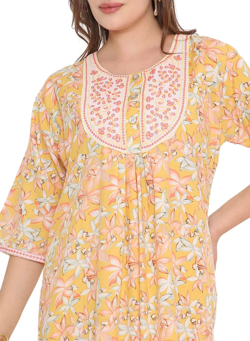 HANA & SARA NEW SHORT SLEEVE PRINTED LONG ARABIC KAFTAN JALABIYA DRESSES
