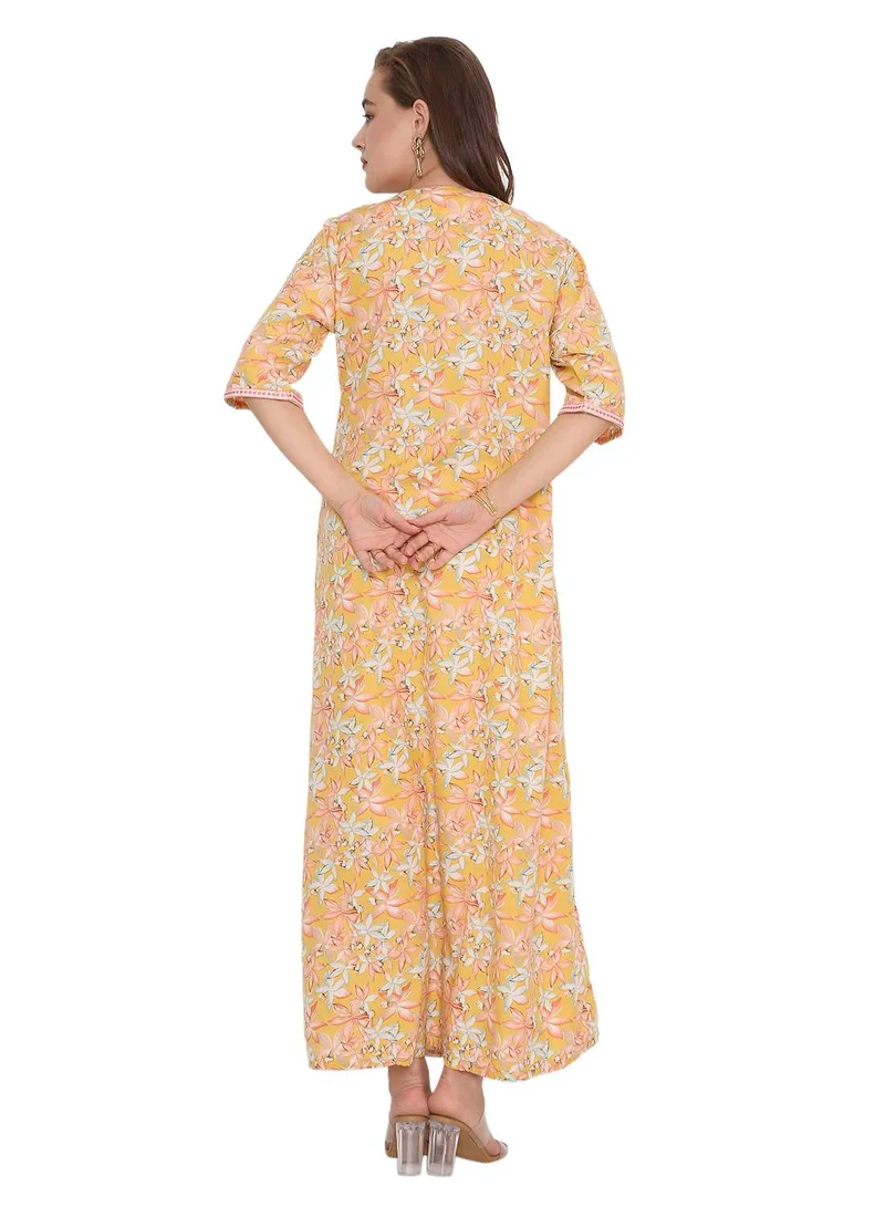 HANA & SARA NEW SHORT SLEEVE PRINTED LONG ARABIC KAFTAN JALABIYA DRESSES