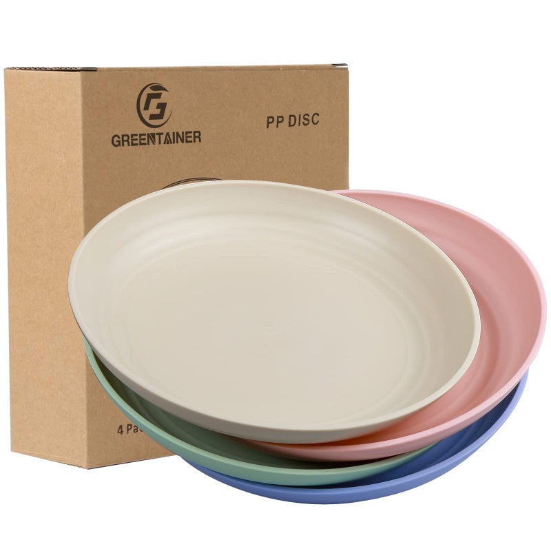 Greentainer Unbreakable Plastic Dinner Plates  Set of 4 Dessert PlatesMicrowave and Dishwasher SafeLightweight Plate for Kids Children Toddler  Adult  78