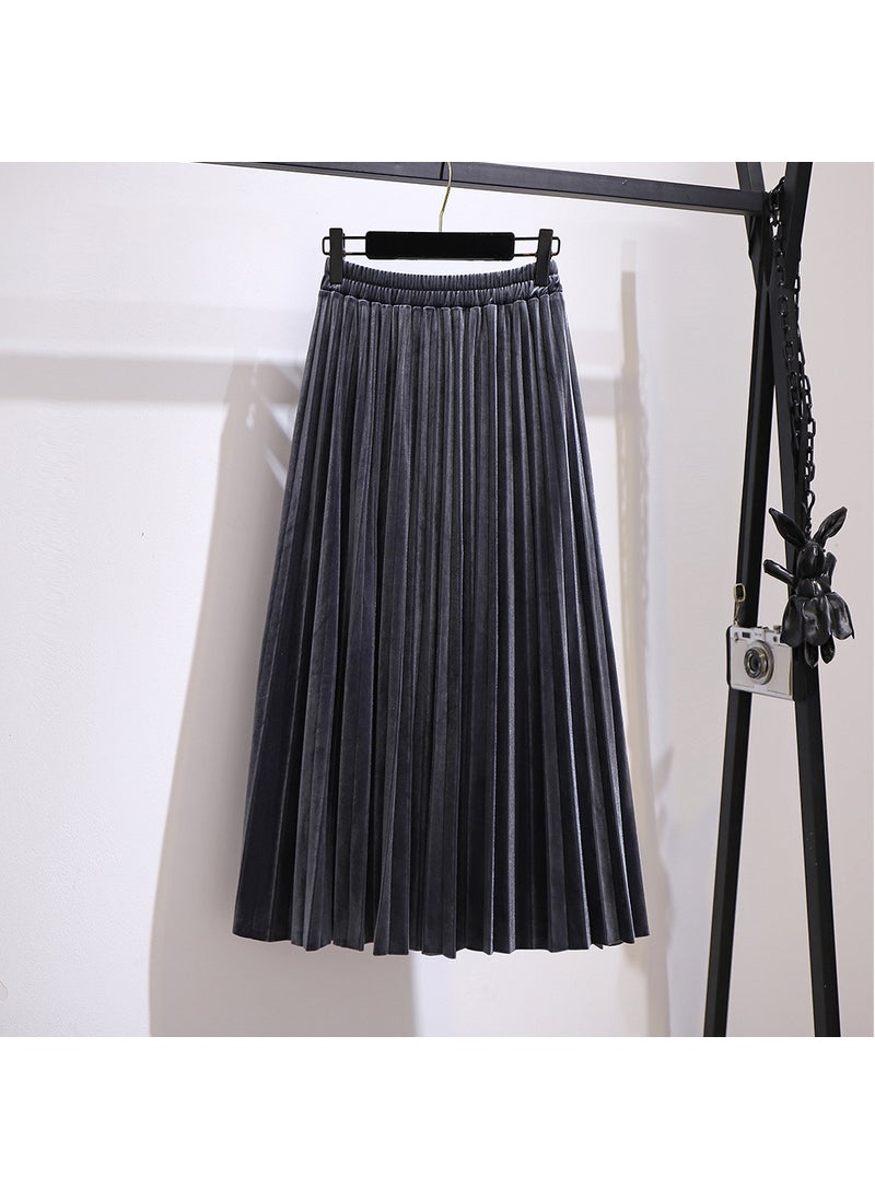Generic Plus Size Womens Pleated Skirt Autumn 2024 Gray (delivered within 48 hours) 