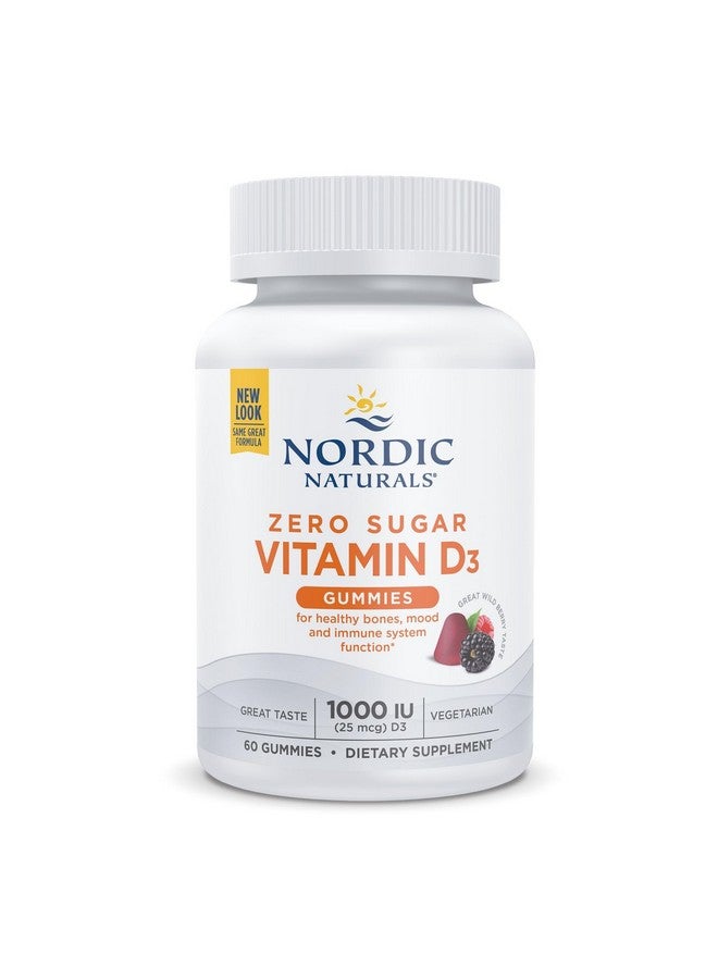 NORDIC NATURALS Nordic Naturals Zero Sugar Vitamin D3 Gummies, Wild Berry - 60 Gummies - 1000 IU Vitamin D3 - Great Taste - Healthy Bones, Mood & Immune System Function - Non-GMO - 60 Servings