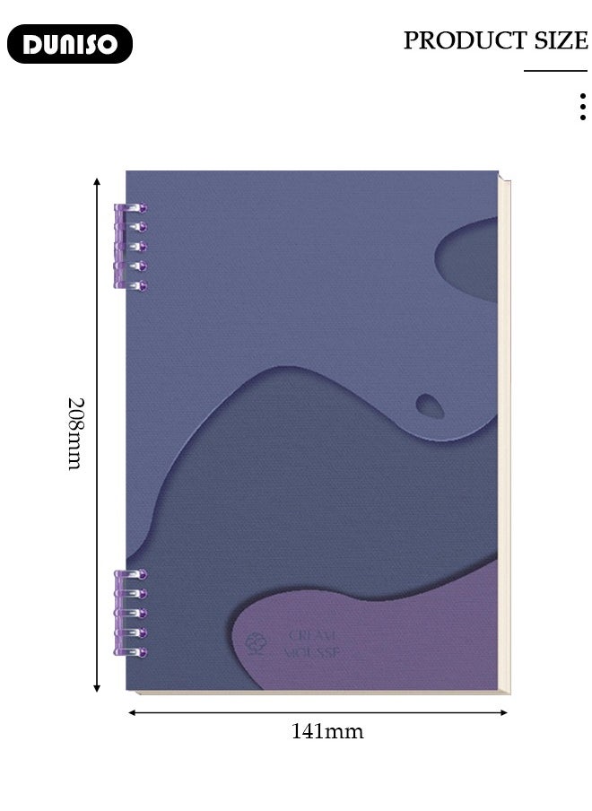 DUNISO - A5 Loose-leaf Spiral Notebook Binder,Refillable Loose Leaf Planner,60 Sheets Thickened horizontal Pages Diary Round Hole Removable Loose-Leaf Notebook Business Notebook for Student Office Writing - Image 1