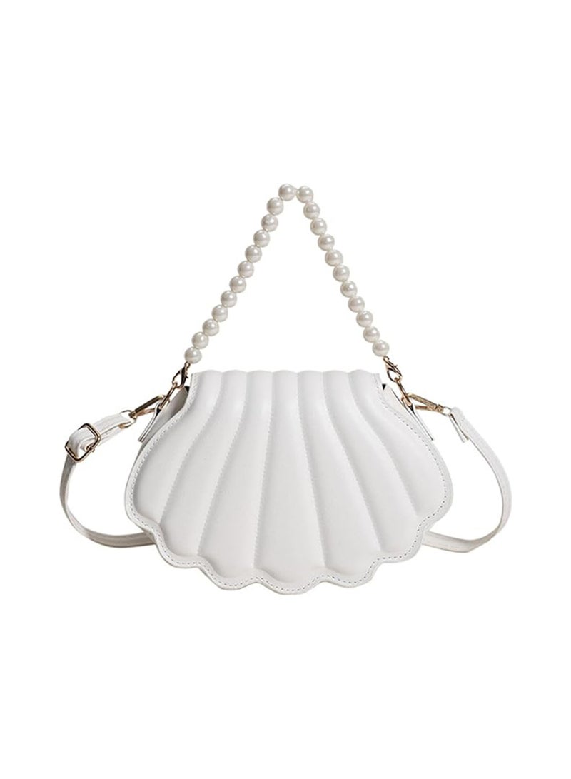 Excefore Faux Pearls Chain Handbag, Messenger Bag PU Leather Artificial Pearls Chain Stylish Shoulder Bag for Women - Image 1