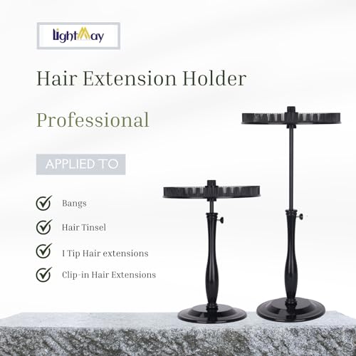 lightmay Hair Extensions Stand Storage and Ensuring Your Hair Stable Applied to Clip Hair Extensions Colors Hair Tinsel Bangs etc Multifunctional Extension Stand is Suitable for Family and Travel Black - Image 3