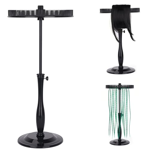 lightmay Hair Extensions Stand Storage and Ensuring Your Hair Stable Applied to Clip Hair Extensions Colors Hair Tinsel Bangs etc Multifunctional Extension Stand is Suitable for Family and Travel Black - Image 1
