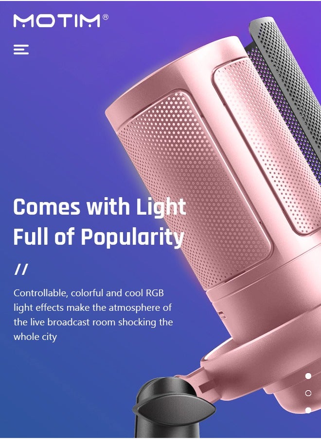 ميكروفون ألعاب ميكروفون مكثف Usb للألعاب، ميكروفون كمبيوتر مكتبي مكثف RGB، ميكروفون كمبيوتر مكتبي على الكمبيوتر الشخصي PS4/ PS4 / PS5 / Mac / الهاتف، كتم الصوت، مرشح البوب، حامل، للألعاب، البث، البودكاست، Twitch، Youtube، Discord