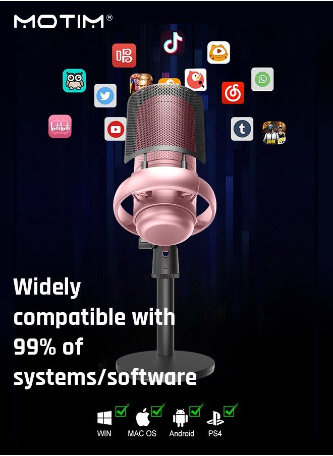 ميكروفون ألعاب ميكروفون مكثف Usb للألعاب، ميكروفون كمبيوتر مكتبي مكثف RGB، ميكروفون كمبيوتر مكتبي على الكمبيوتر الشخصي PS4/ PS4 / PS5 / Mac / الهاتف، كتم الصوت، مرشح البوب، حامل، للألعاب، البث، البودكاست، Twitch، Youtube، Discord