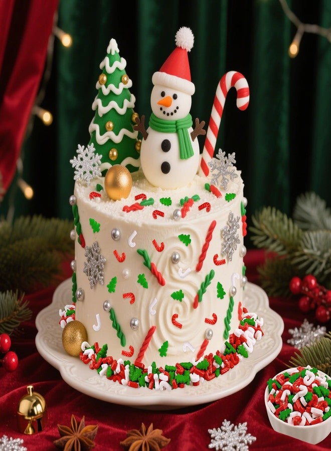 LEBERY Christmas Tree Sprinkles 3.5 Oz Red Green White Sprinkle Edible Christmas Sprinkles Holiday Candy Cane Sprinkle for Cake Decorating Edible Christma Cake Topper Ice Cream Cookie Decor - Image 2