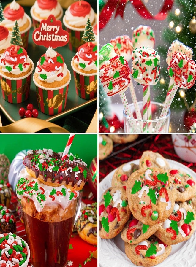 LEBERY Christmas Tree Sprinkles 3.5 Oz Red Green White Sprinkle Edible Christmas Sprinkles Holiday Candy Cane Sprinkle for Cake Decorating Edible Christma Cake Topper Ice Cream Cookie Decor - Image 5