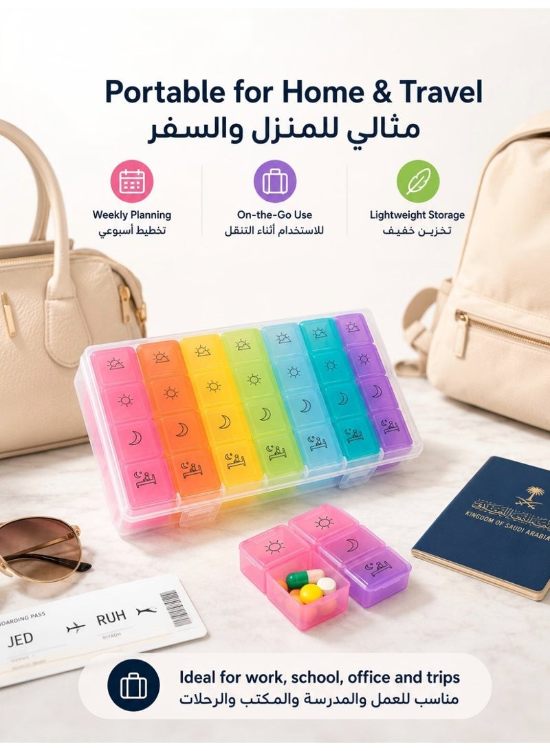 7-Day Pill Organizer with 28 Compartments, Detachable Daily Pill Box with 4 Time Slots, Portable Medicine and Vitamin Storage Case for Home and Travel - Image 5
