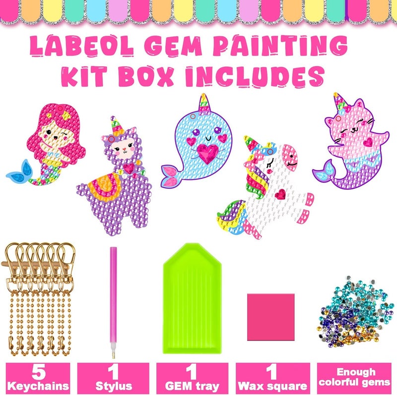 Labeol Arts and Crafts for Kids Ages 8-12 - Creat Your Own GEM Keychains-5D Diamond Art by Numbers GEM Art Kits for Kids Girls Toddler Crafts Age 6-7 6-8 10-12 (Dream) - Image 2