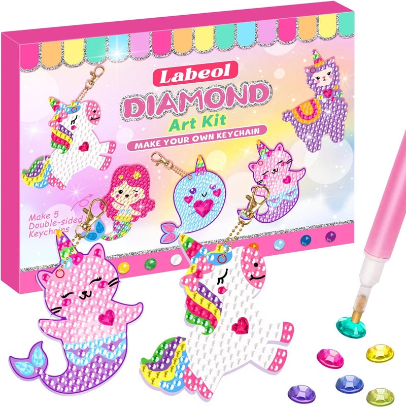 Labeol Arts and Crafts for Kids Ages 8-12 - Creat Your Own GEM Keychains-5D Diamond Art by Numbers GEM Art Kits for Kids Girls Toddler Crafts Age 6-7 6-8 10-12 (Dream) - Image 1