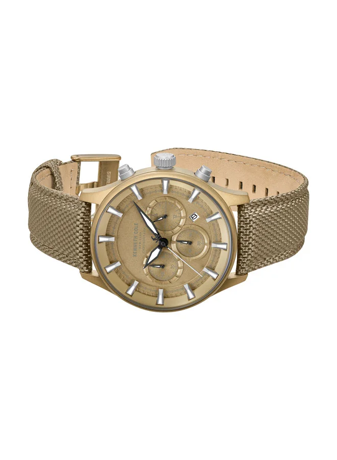 كينيث كول نيو يورك ساعة كرونوغراف تومسون للرجال بقرص كاكي وسوار نايلون أسود - . مم