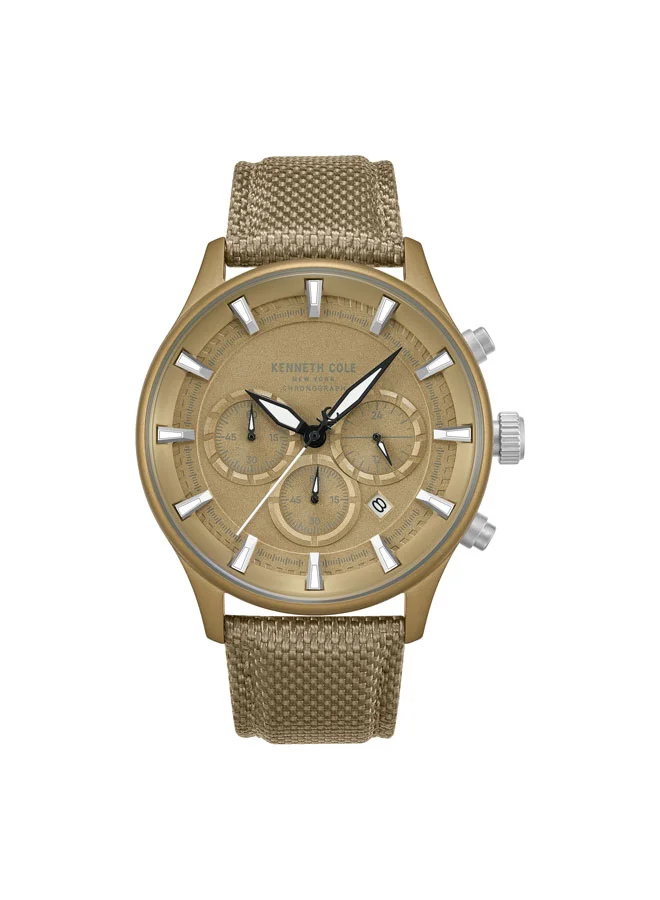 كينيث كول نيو يورك ساعة كرونوغراف تومسون للرجال بقرص كاكي وسوار نايلون أسود - . مم