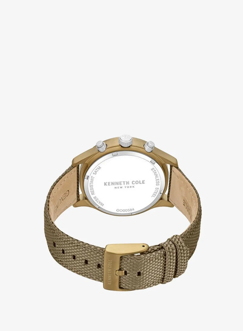 Kenneth Cole New York Khaki Thompson Khaki Dial Black Nylon Strap Chronograph Watch for Men - 43.5mm for Men | Best Price UAE