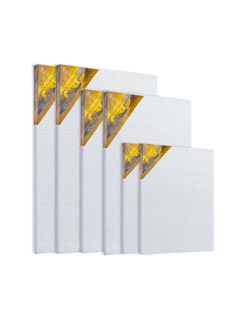 S2C Stretched White Blank Canvas – Artist Canvas Board – Wooden Painting Panel Boards for Acrylic, Oil & Watercolor – DIY Drawing & Painting (Pack of 6) - Image 1