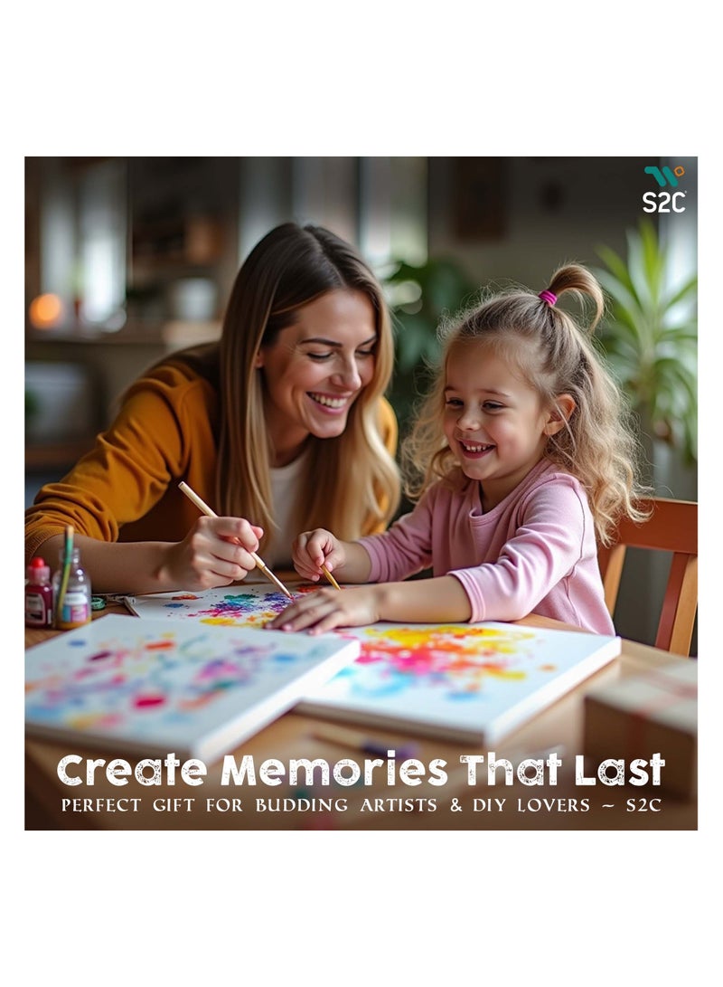 S2C Stretched White Blank Canvas – Artist Canvas Board – Wooden Painting Panel Boards for Acrylic, Oil & Watercolor – DIY Drawing & Painting (Pack of 6) - Image 4