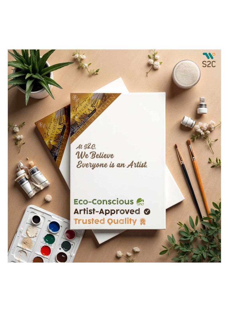 S2C Stretched White Blank Canvas – Artist Canvas Board – Wooden Painting Panel Boards for Acrylic, Oil & Watercolor – DIY Drawing & Painting (Pack of 6) - Image 5