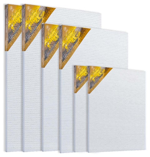 S2C Stretched White Blank Canvas – Artist Canvas Board – Wooden Painting Panel Boards for Acrylic, Oil & Watercolor – DIY Drawing & Painting (Pack of 6)