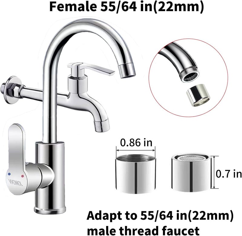 TSBSHum Bathroom Sink Aerator,2.2 GPM Faucet Aerator, Made of Solid Brass and Stainless Steel,55/64 Inch Female Thread Faucet Replacement with Gasket,For Kitchen and Bathroom,4PCS(Silver) - Image 2