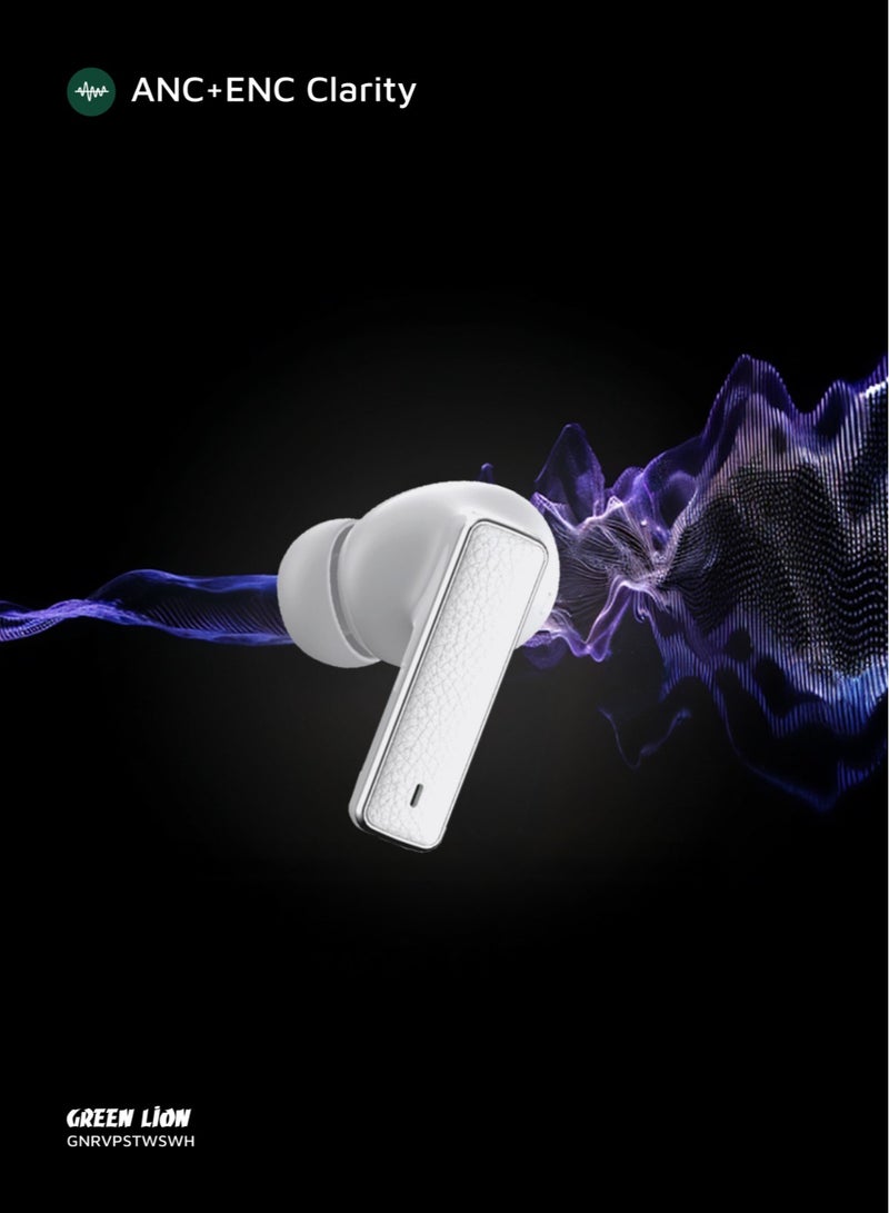 GREEN LION River Plus True Wireless Earbuds ANC + ENC Clarity and 2.4G Connector / Truewireless Headphones / Smart In-Ear Detection / Wireless Charging / Waterproof Earbuds / Hands-Free Headphone / 6-Mic ENC Calls / In-Ear Headphones for Music, Calls & Gaming - White - Image 4