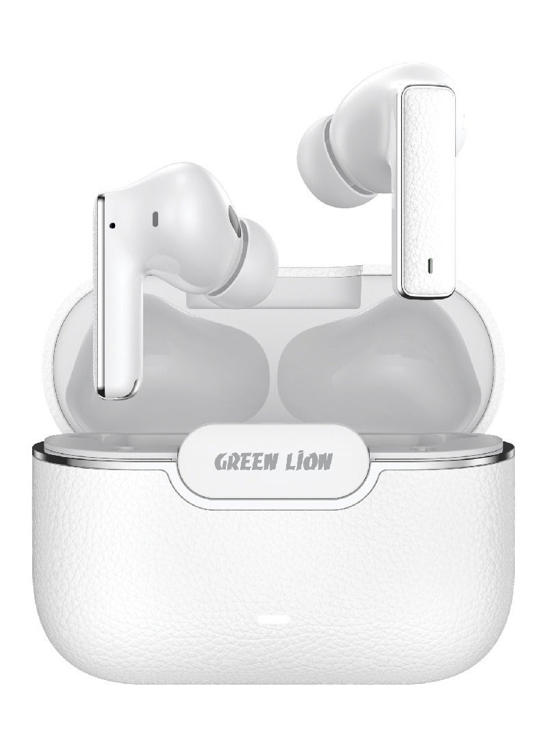 GREEN LION River Plus True Wireless Earbuds ANC + ENC Clarity and 2.4G Connector / Truewireless Headphones / Smart In-Ear Detection / Wireless Charging / Waterproof Earbuds / Hands-Free Headphone / 6-Mic ENC Calls / In-Ear Headphones for Music, Calls & Gaming - White - Image 1