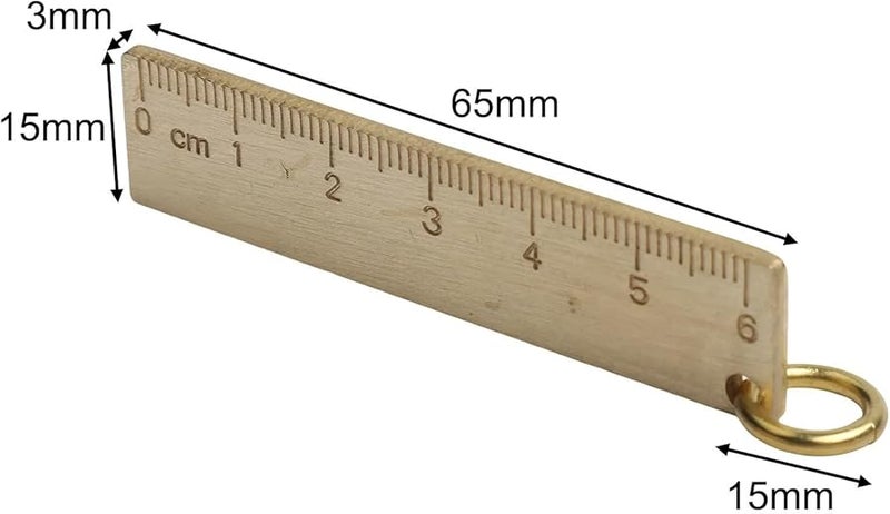 6Cm Brass Ruler Set 4PCS 3Mm Thick Mini Copper Measuring Tool With Key Ring For Precision Measurement - Image 3