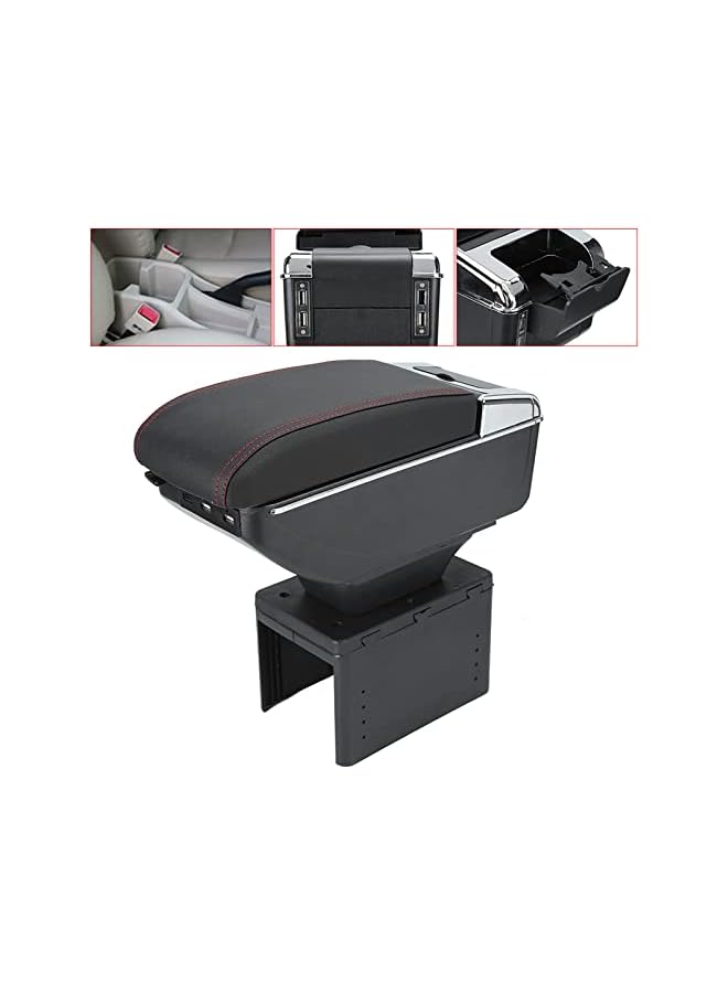S-TOP Universal Car Center Console Armrest Box Container Adjustable with USB Interface - Black ABS Material, Suitable for Most Vehicle - Image 2