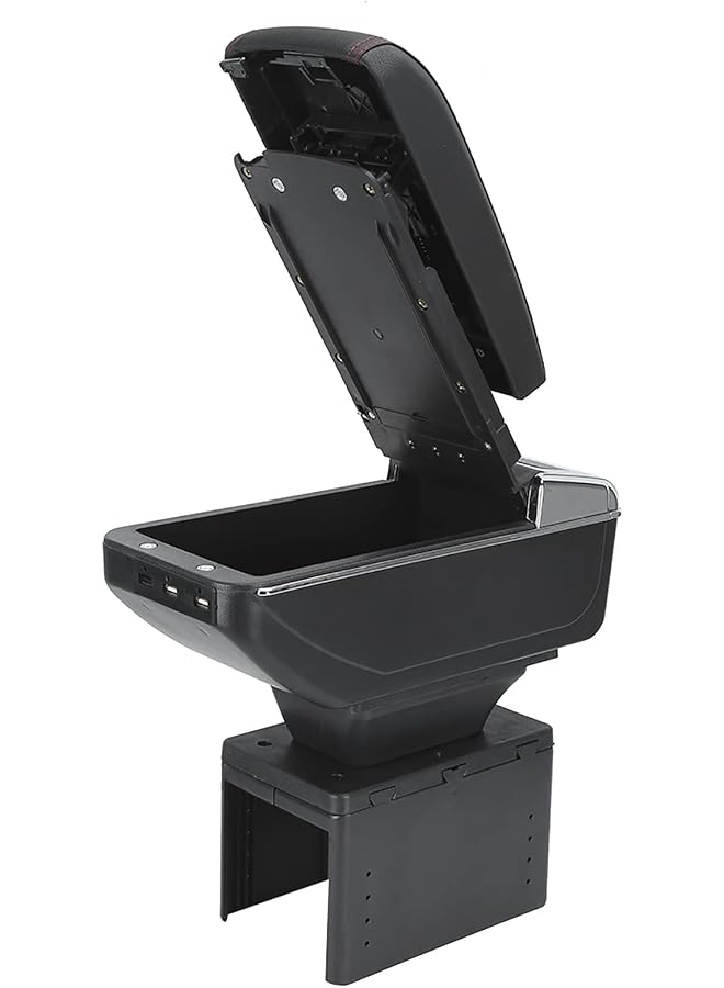 S-TOP Universal Car Center Console Armrest Box Container Adjustable with USB Interface - Black ABS Material, Suitable for Most Vehicle - Image 1