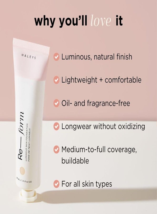HALEYS Re-form Luminous Skin Foundation, VEGAN + CRUELTY-FREE, Blurs, Conceals, Blendable, Buildable Med-to-Full Coverage, Weightless, Oil-free, All-Day Wear, Hyaluronic Acid, All skin types (4.25) - Image 4