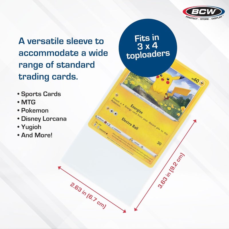 BCW أكمام بطاقات قياسية - أكمام بنس 2 5/8 × 3 5/8 | 1000 أكمام بطاقات تداول شفافة | أكمام واقية للبطاقات للبيسبول والرياضات وبطاقات التداول | 10 عبوات من 100 كل منها - Image 3