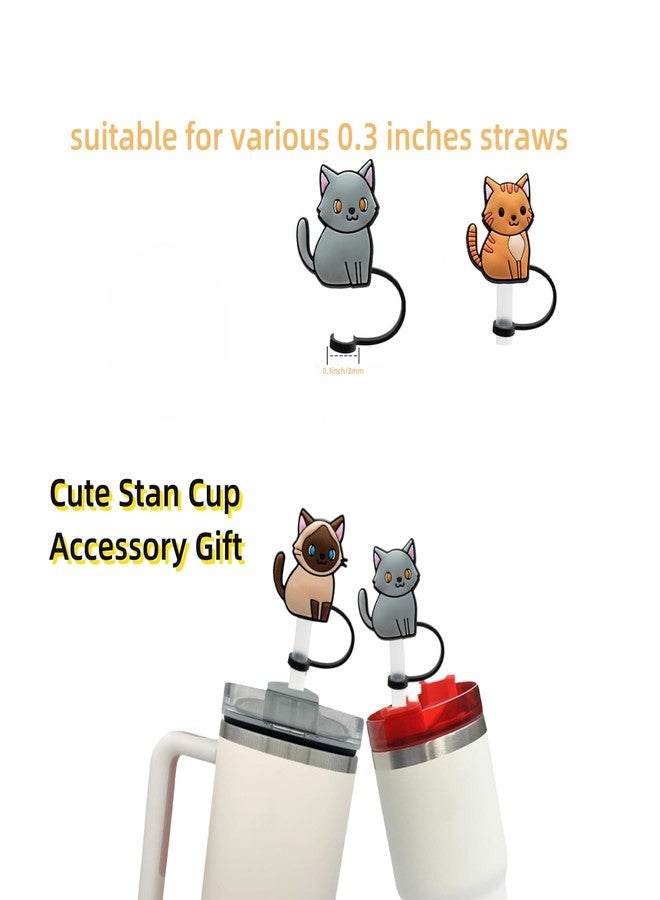 TARINI 6Pcs Cute Cat Silicone Straw Cover, 8mm Splash Proof Tumbler Straw Cap, Reusable Dustproof Tumbler Accessories, Fit 20oz & 30oz Stanley Cup Drinking Straw - Image 2
