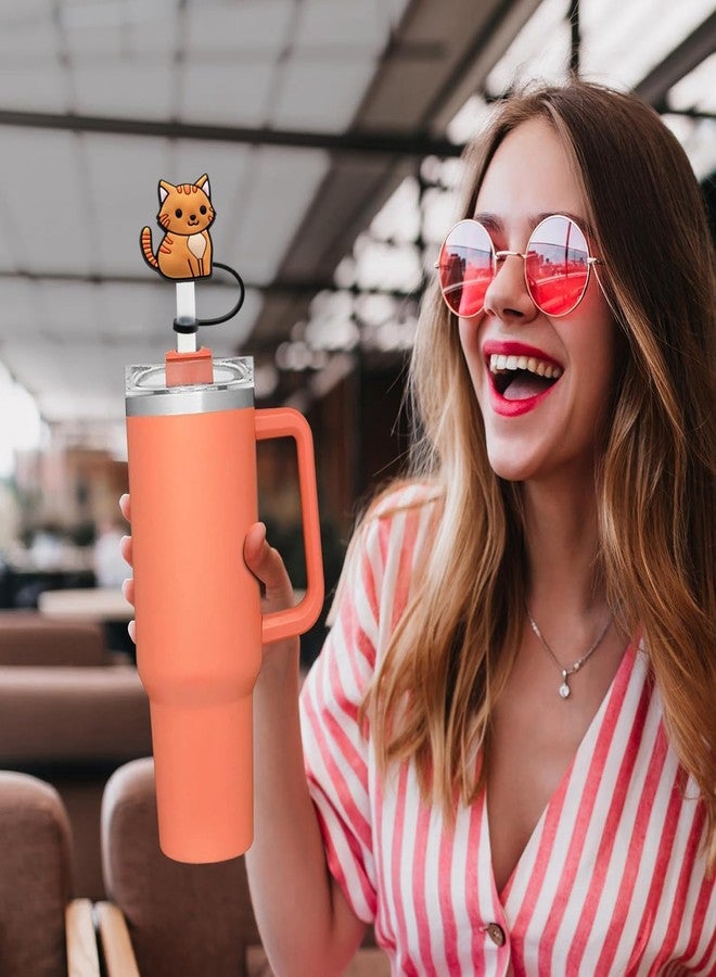 TARINI 6Pcs Cute Cat Silicone Straw Cover, 8mm Splash Proof Tumbler Straw Cap, Reusable Dustproof Tumbler Accessories, Fit 20oz & 30oz Stanley Cup Drinking Straw - Image 5