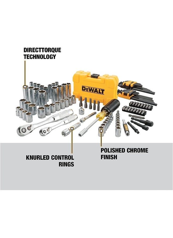 Mechanics Tools Kit And Socket Set, 1/4" And 3/8" Drive, Sae, 108-Piece