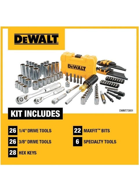 Mechanics Tools Kit And Socket Set, 1/4" And 3/8" Drive, Sae, 108-Piece