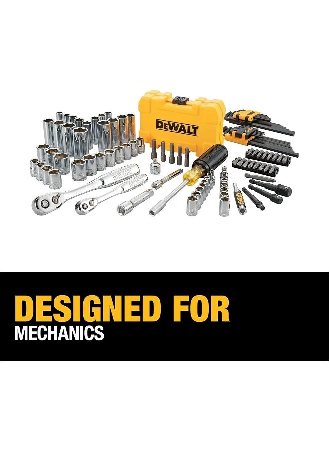 Mechanics Tools Kit And Socket Set, 1/4" And 3/8" Drive, Sae, 108-Piece
