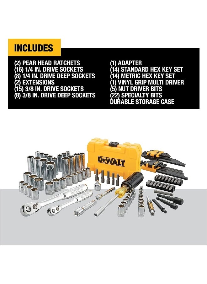 Mechanics Tools Kit And Socket Set, 1/4" And 3/8" Drive, Sae, 108-Piece